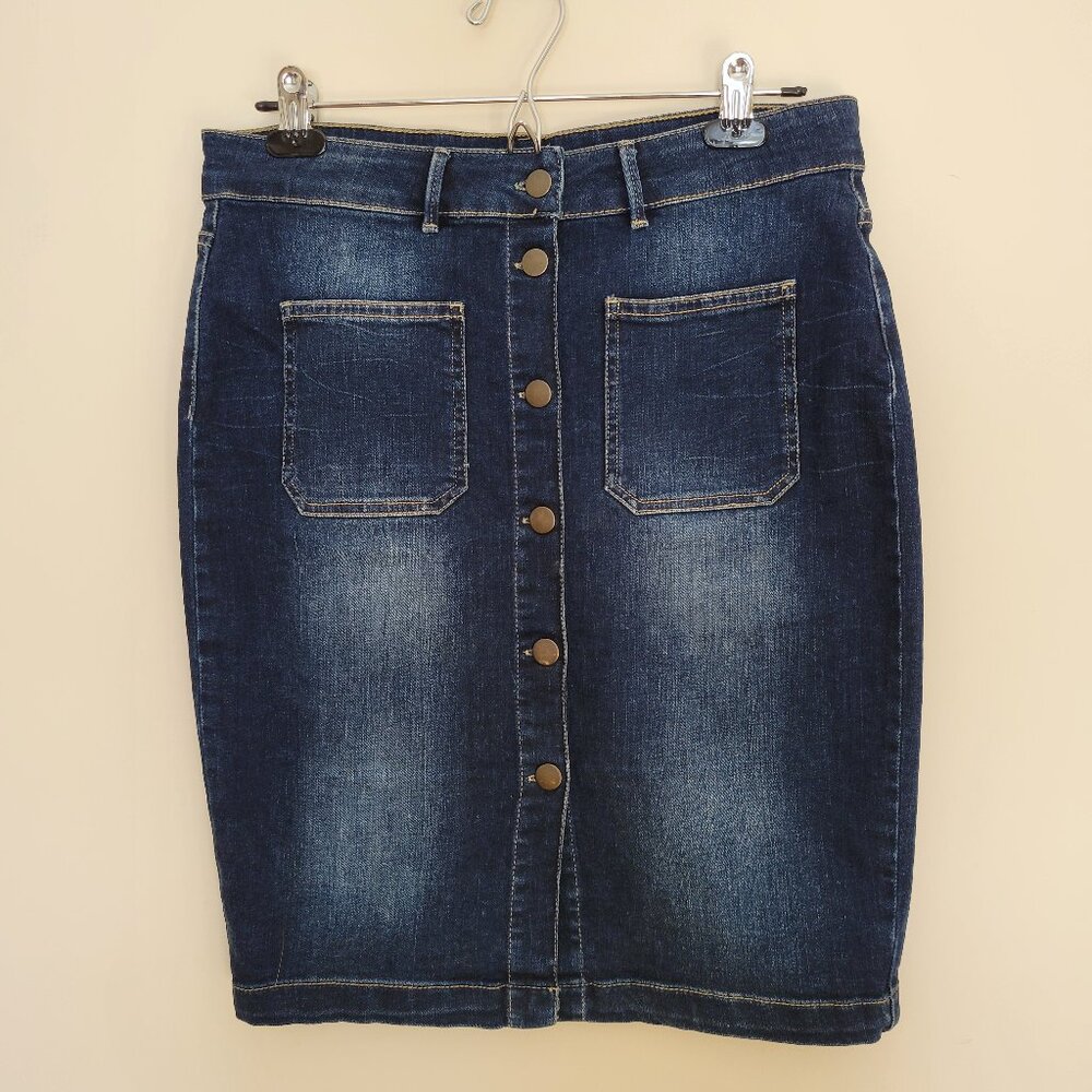 Monoprix femme | distressed denim pencil skirt | Size 38